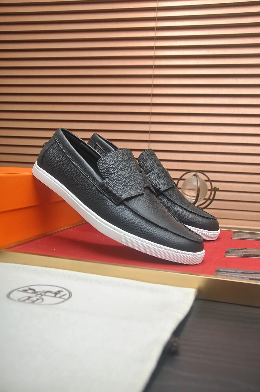 Men's Men's Shoes💰600💶【[Hermes HERMES】】(High-end Niuli) New 🍀 HERMES - top version of Hermès classic casual leather shoes! Made of imported original cowhide, the inner top layer is comfortable cowhide lining! Original wear-resistant rubber outsole! High quality products! Code number 39-45 (45 customized)